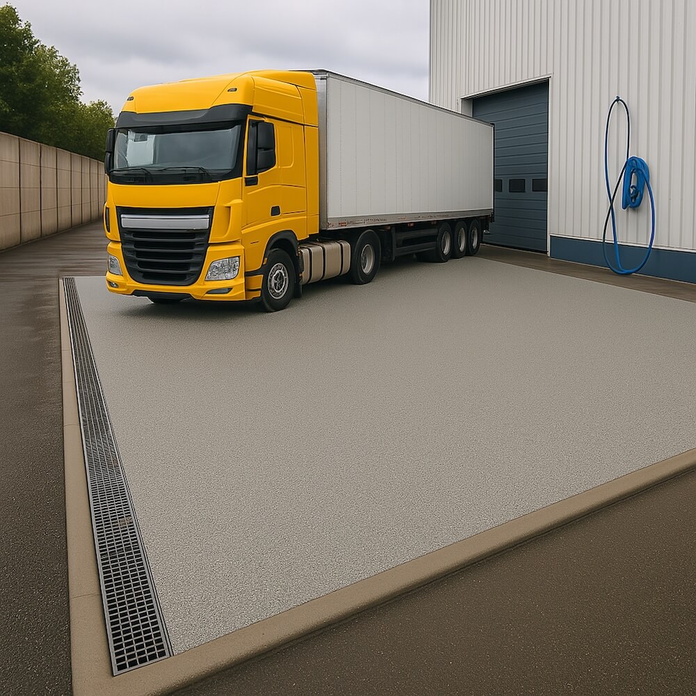 Résine Industrie Lorraine - Pose de sols drainants pour des plateformes logistiques